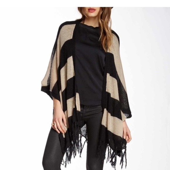 lovestitch Sweaters - LOVESTITCH Striped Poncho Scarf
